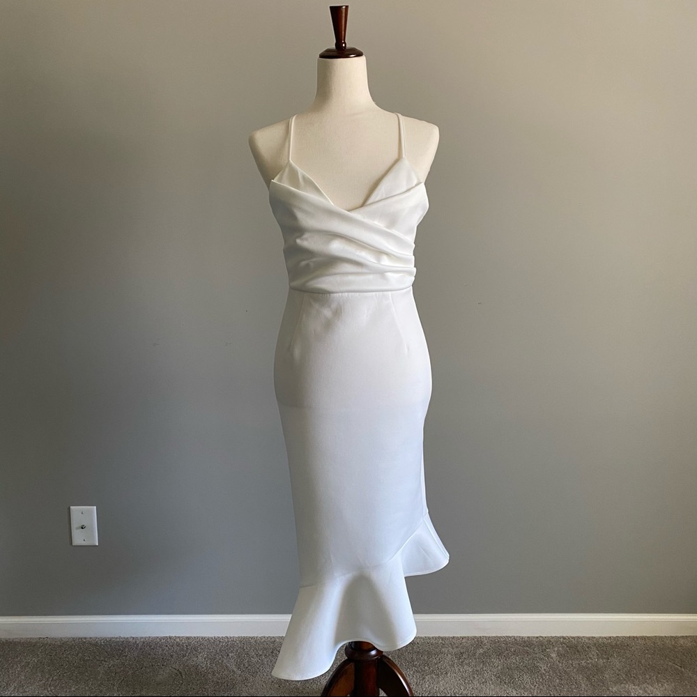 ASOS - White Asymmetrical Bodycon Dress - Size 8